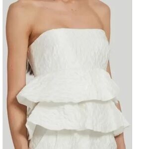 Amanda Uprichard Cream Strapless Layered Blouse